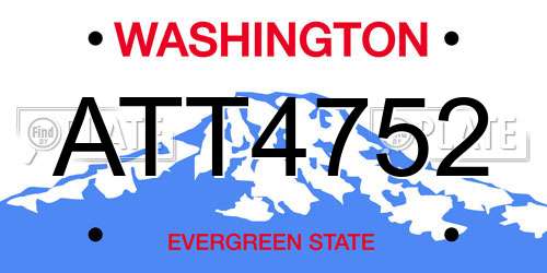 ATT4752 Washington License Plate