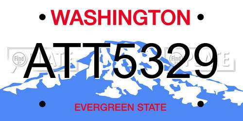 ATT5329 Washington License Plate