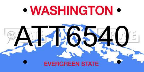 ATT6540 Washington License Plate