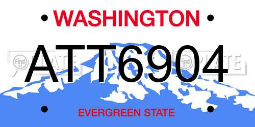 ATT6904 Washington License Plate