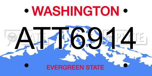 ATT6914 Washington License Plate