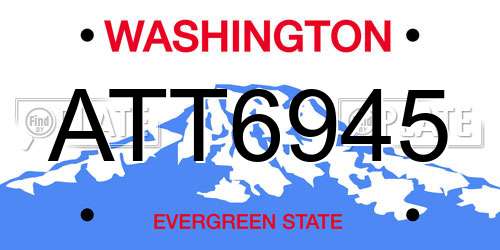 ATT6945 Washington License Plate