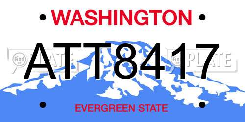 ATT8417 Washington License Plate