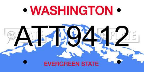 ATT9412 Washington License Plate