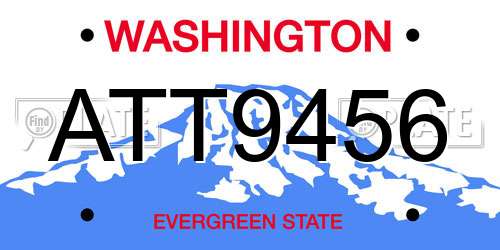 ATT9456 Washington License Plate