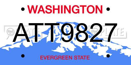 ATT9827 Washington License Plate