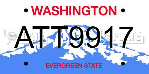ATT9917 Washington License Plate