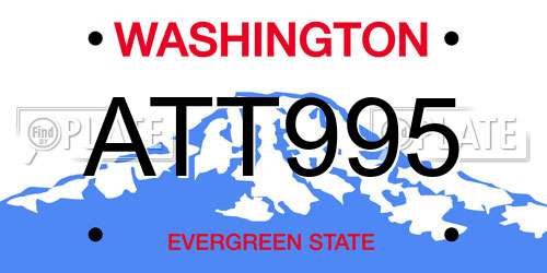 ATT995 Washington License Plate
