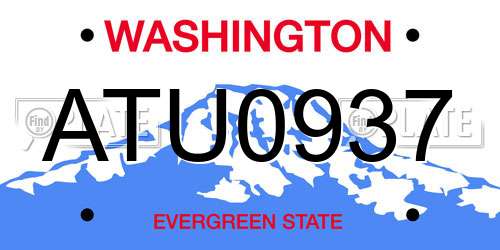 ATU0937 Washington License Plate