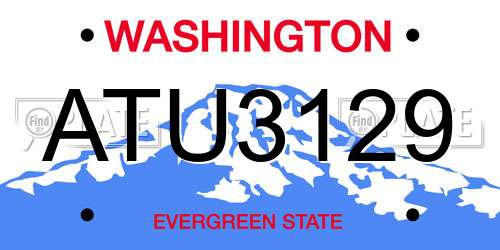 ATU3129 Washington License Plate