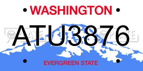 ATU3876 Washington License Plate