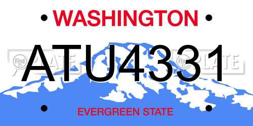 ATU4331 Washington License Plate