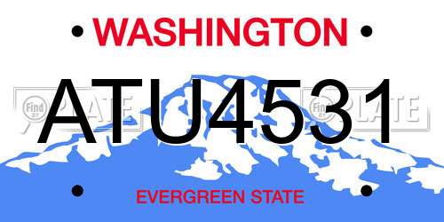 ATU4531 Washington License Plate