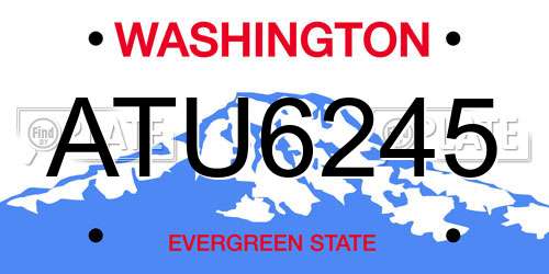 ATU6245 Washington License Plate