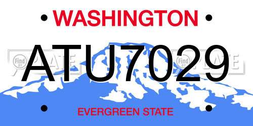 ATU7029 Washington License Plate