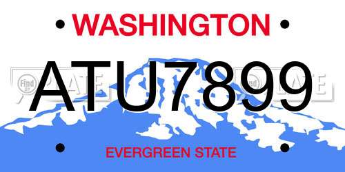 ATU7899 Washington License Plate