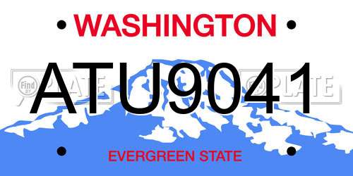 ATU9041 Washington License Plate