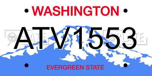 ATV1553 Washington License Plate