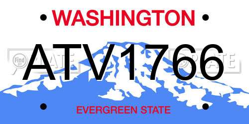 ATV1766 Washington License Plate