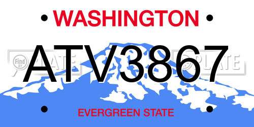ATV3867 Washington License Plate