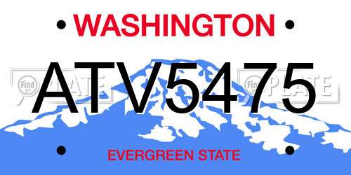 ATV5475 Washington License Plate