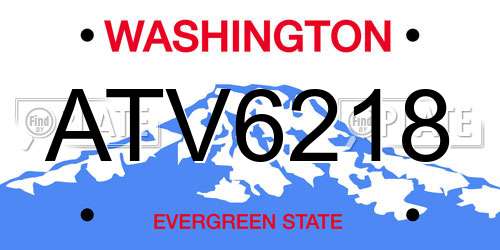 ATV6218 Washington License Plate