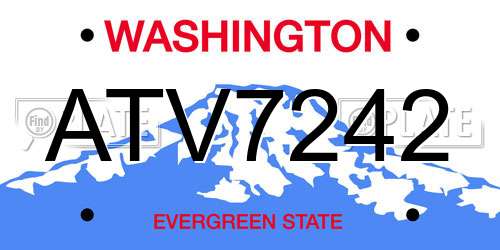 ATV7242 Washington License Plate