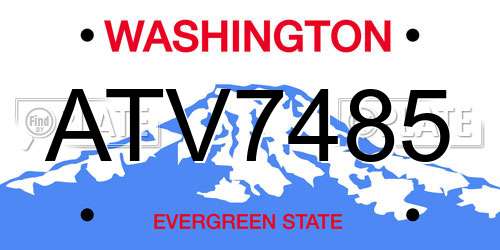 ATV7485 Washington License Plate