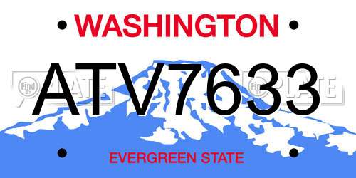 ATV7633 Washington License Plate