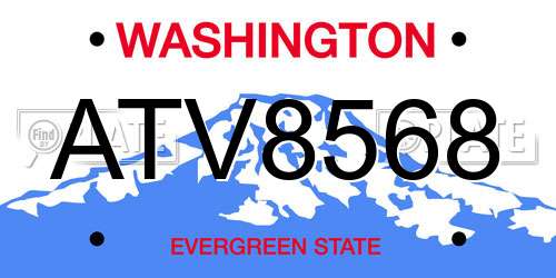 ATV8568 Washington License Plate