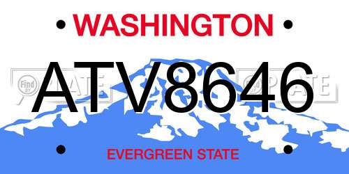 ATV8646 Washington License Plate