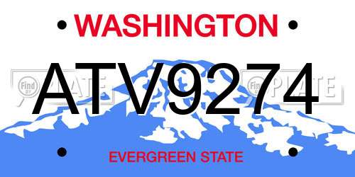 ATV9274 Washington License Plate
