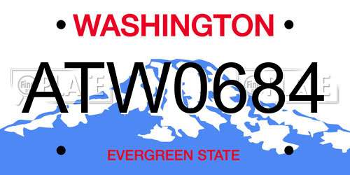 ATW0684 Washington License Plate