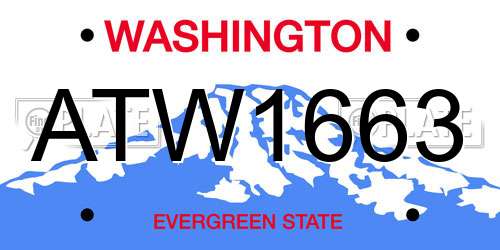 ATW1663 Washington License Plate