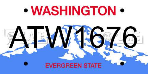 ATW1676 Washington License Plate
