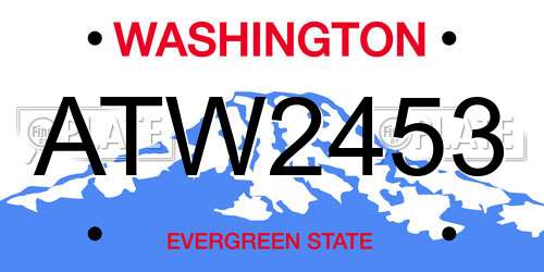 ATW2453 Washington License Plate