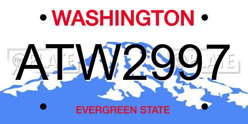 ATW2997 Washington License Plate