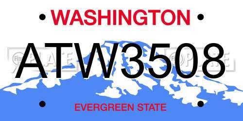 ATW3508 Washington License Plate