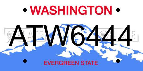 ATW6444 Washington License Plate