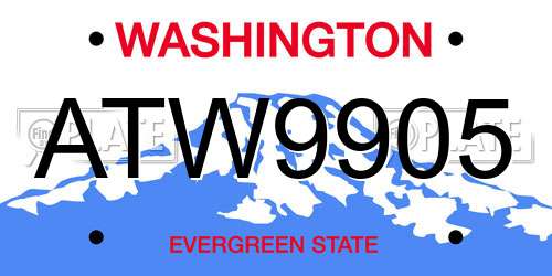 ATW9905 Washington License Plate
