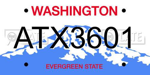 ATX3601 Washington License Plate