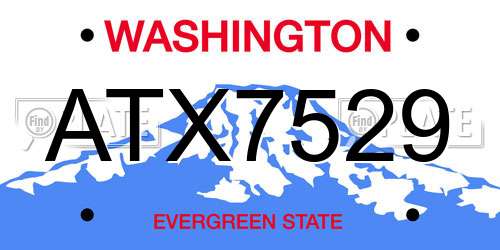 ATX7529 Washington License Plate