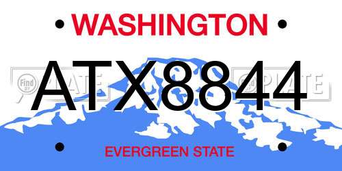 ATX8844 Washington License Plate
