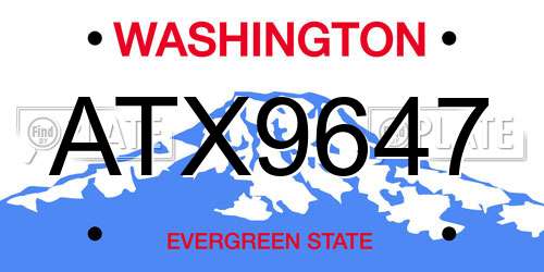 ATX9647 Washington License Plate