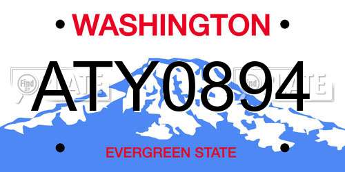 ATY0894 Washington License Plate
