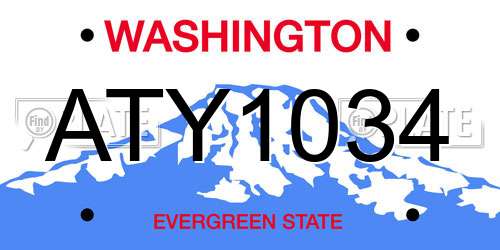 ATY1034 Washington License Plate