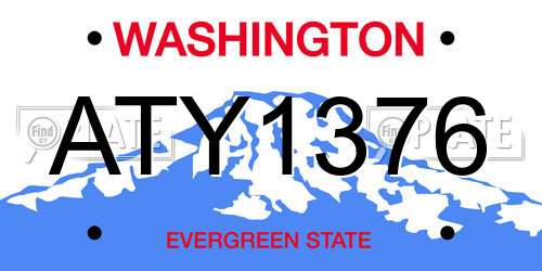 ATY1376 Washington License Plate