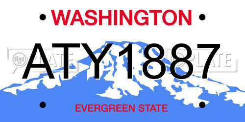ATY1887 Washington License Plate