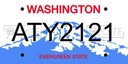 ATY2121 Washington License Plate