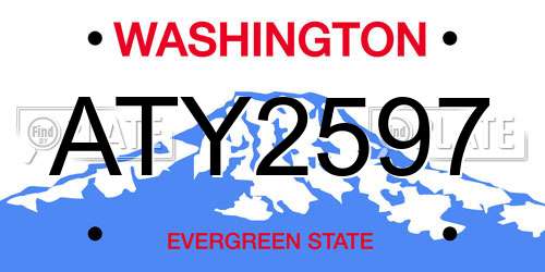 ATY2597 Washington License Plate